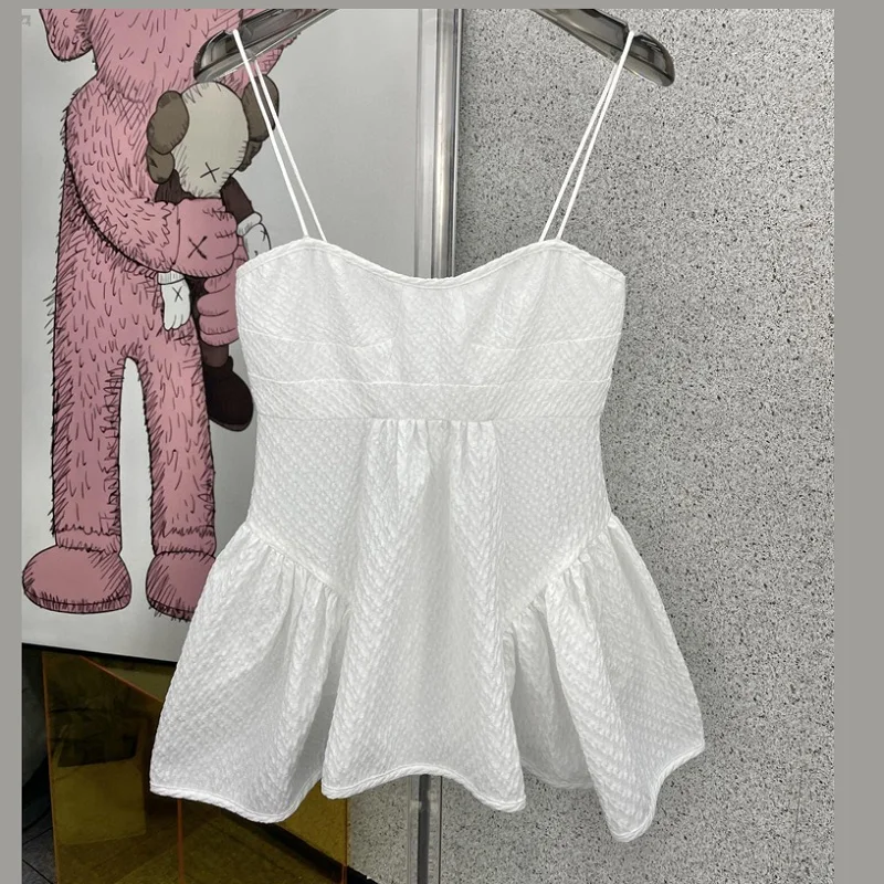 Ladies texture doll skirt tops White tights All-match suspenders Fairy temperament Custom jacquard fabrics