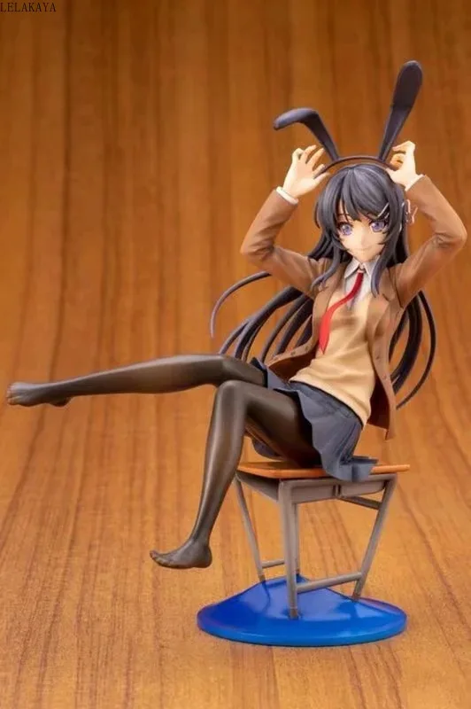 Anime 20cm Aniplex Rascal Does Not Dream of Bunny Girl Sexy Senpai Sakurajima Mai Chair Ver. 1/7 PVC Action Figure Model Toy New