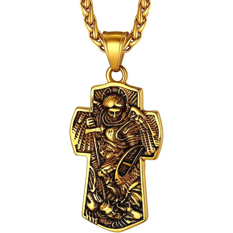 

GPUNK Archangel St. Michael Saint Medal Pendant Necklace for Men/Women Angel Guardian Protection Jewelry