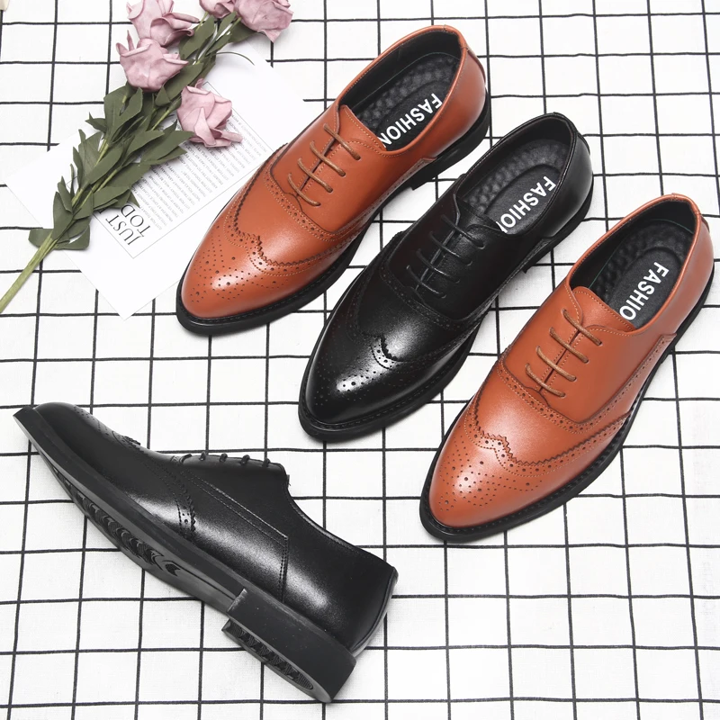 

Leather Business Men Dress Shoes outdoor lace up Retro Leather Oxford Shoes For Men wedding party shoes formal Design Fashion