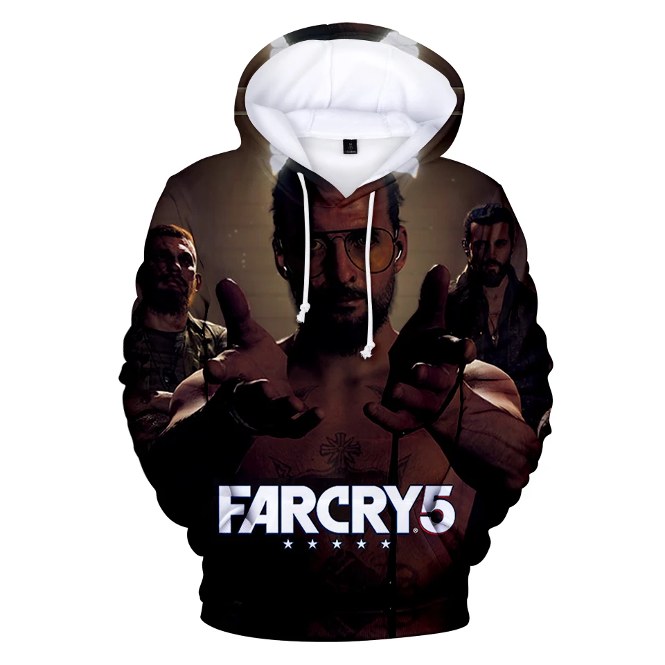 Свободные толстовки с капюшоном объемным рисунком Far Cry 5 для мальчиков и девочек