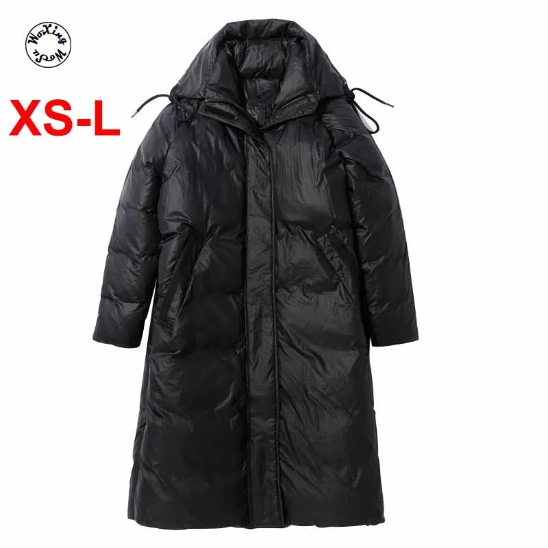 

Women's mid long down jacket thickened Europe high-end fashion down coat white duck down jacket XS to 5XL