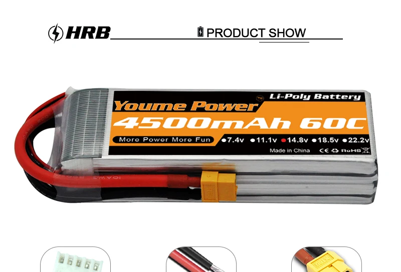 Youme 14,8 V 4S Lipo 4500mah батарея XT60 EC3 Deans T XT90 EC5 TRX 60C для вертолета самолета автомобиля гоночного грузовика лодки RC запчасти Новые