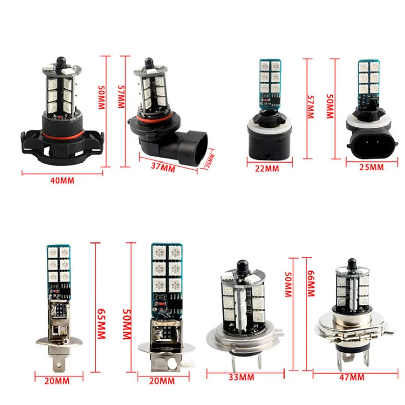 

2pcs RGB H11 H8 LED Car Lights LED Bulbs 9005 HB3 9006 HB4 White Daytime Running Lights DRL Fog Light 6000K 12V Driving Lamp