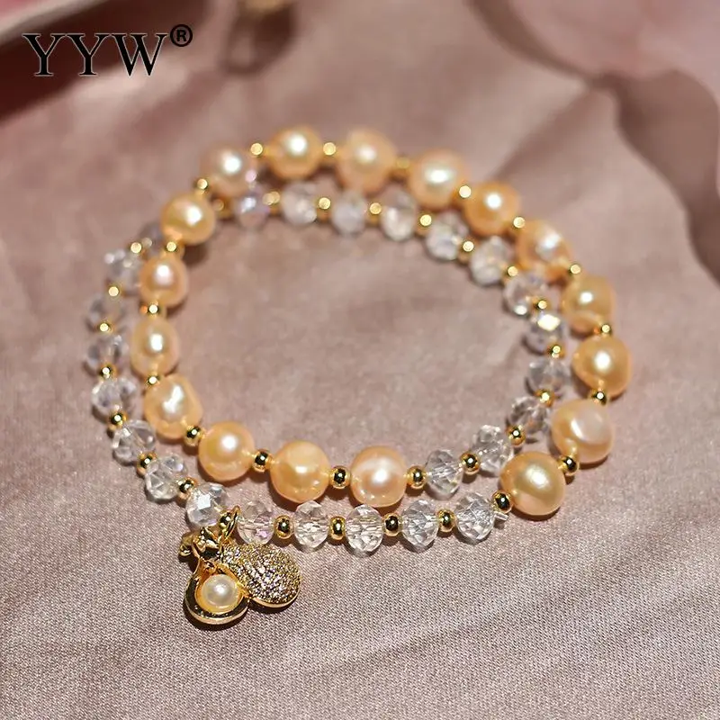 

Peanut Pendant Bracelet Two Circles Round Pearl Bracelet Fashion All-Match Pearl Bracelet For Female Length Approx 200mm