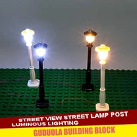 brick toys led lamp street view light building block park road lamp post building block usb luminous parts city spotlight gift