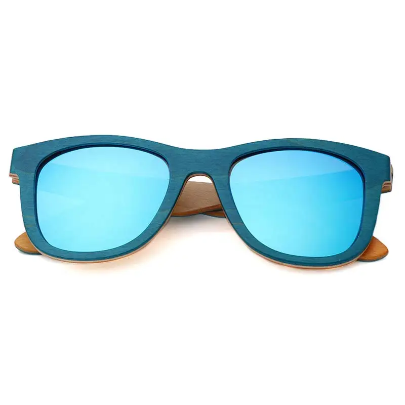 blue lens BerWer брендовые Дизайнерские деревянные солнцезащитные очки Новые поляризованные женские мужские Многослойные скейтборд деревянный солнцезащитные очки винтажные очки - Цвет линз: blue lens