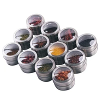 magnetic spice tins set shake or pour containers attach to most refrigerator doors easy open window top shakers