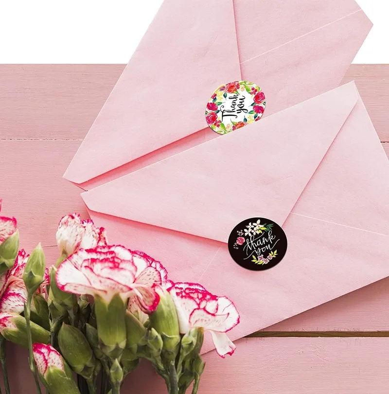 8 видов стилей/рулон Круглые Цветочные благодарим вас наклейки Скрапбукинг для