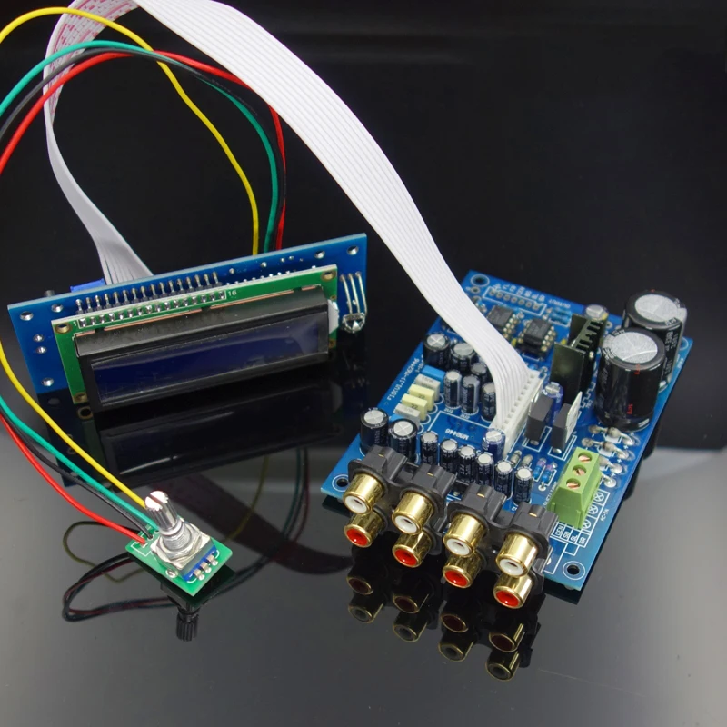 

M62446 6 Channel Remote Control Volume Control Preamplifier LCD Display 5.1 Audio Volume Preamp NE5532 OP AMP For Amplifier