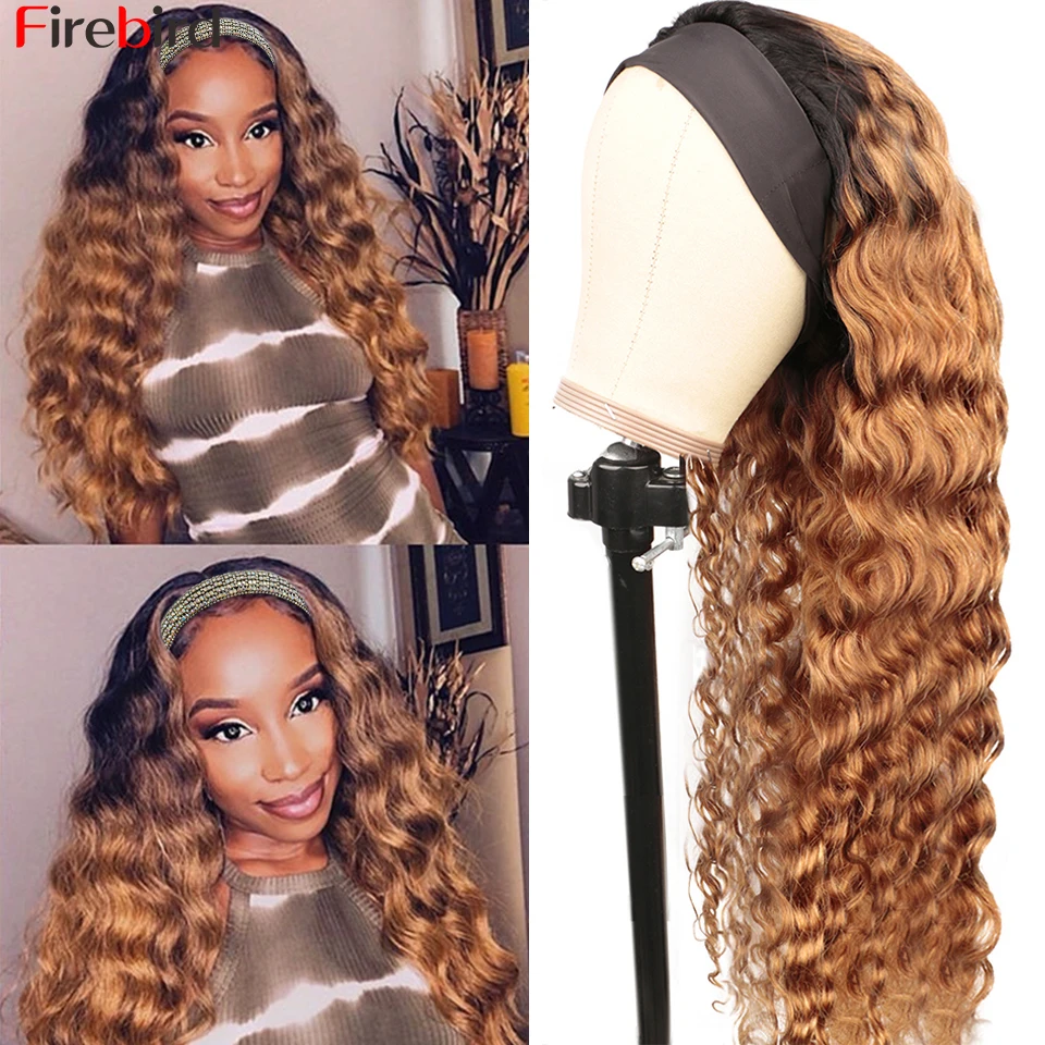 

30 32 Inch Loose Deep Wave Headband Wig Human Hair 1b 30 Ombre Headband Wig Human Hair Bandeau Femme Pour Cheveux No Gel Wig
