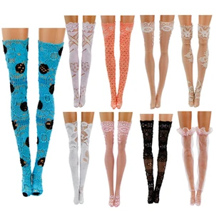 10 пар в случайном порядке, сексуальные женские кружевные носки, леггинсы, шелковые чулки для кукольного домика Барби, одежда, повседневные аксессуары, игрушки сделай сам