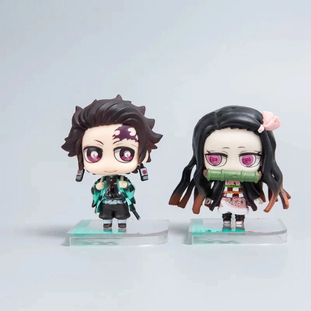 Demon Slayer : Kimetsu No Yaiba Kamado Tanjirou Nezuko Q Ver. Фигурки аниме игрушки из ПВХ 2 шт./компл.