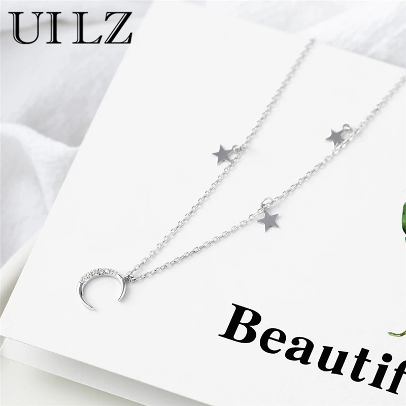 

UILZ Fashion Tar Moon Shape Pendant Women Necklaces Plating Tassels Clavicle Chain Short Necklace for Female Korean Jewelry Gift