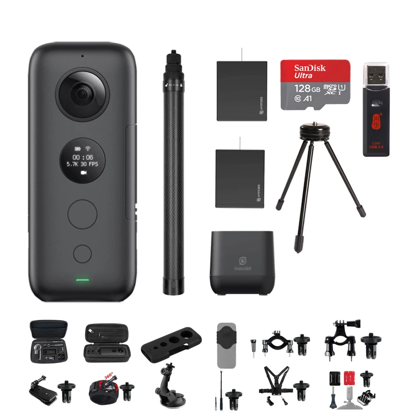 Insta360 ONE X 5,7 K VR 360 панорамная экшн-камера для iPhone и Android Insta 360 зарядное устройство для батареи Чехол для селфи - Цвет: Bundle 5