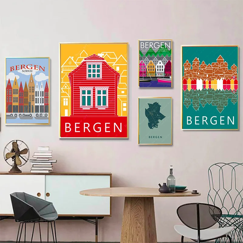 Винтажные настенные постеры из крафт бумаги с рисунком Бергена и