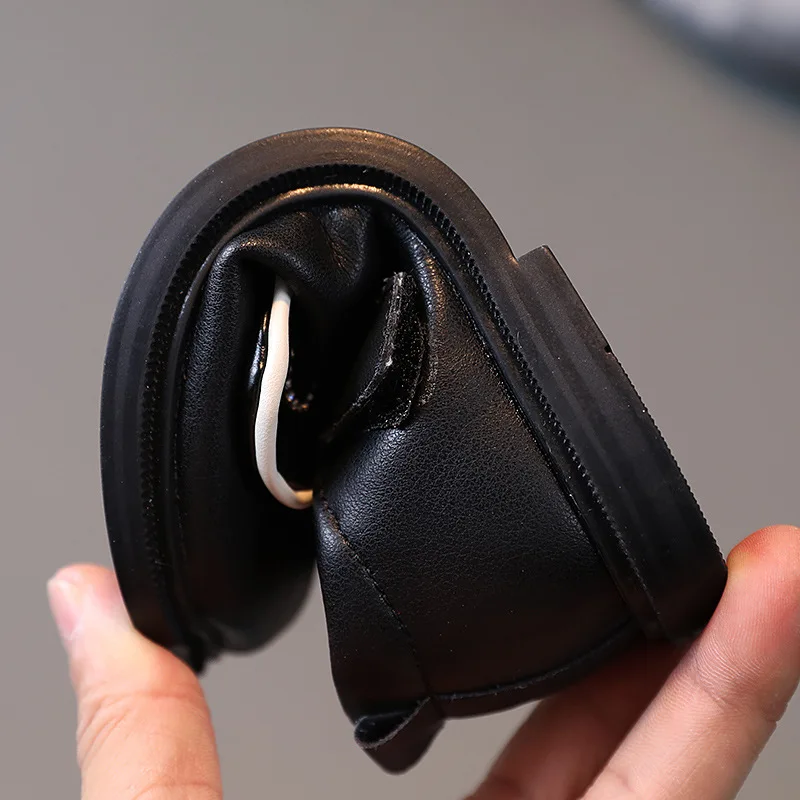 

13.5-18.5cm Brand New Girls Princess Flats Shoes Pearl Shallow Children's Flat Shose Kid Baby Bowknot Shoes 2021 Spring Autumn