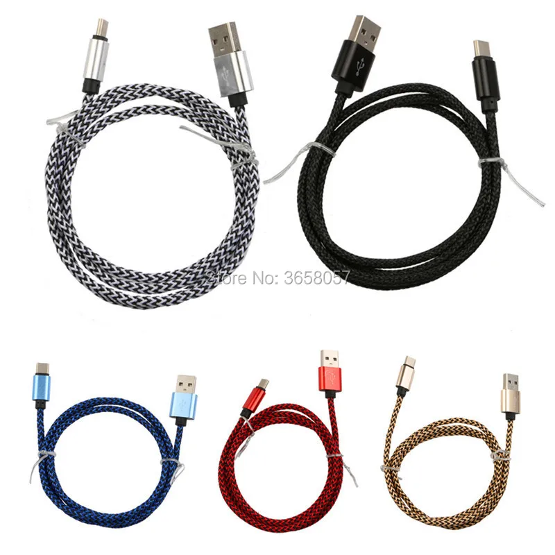 200 шт. 1 м металлический сплав ткань нейлон плетеный кабель Micro USB свинцовое