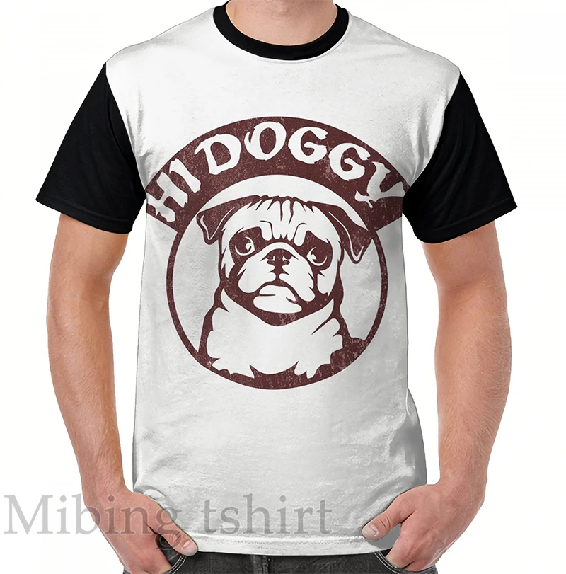 Мужская футболка с забавным принтом женские топы рисунком Hi doggy повседневные