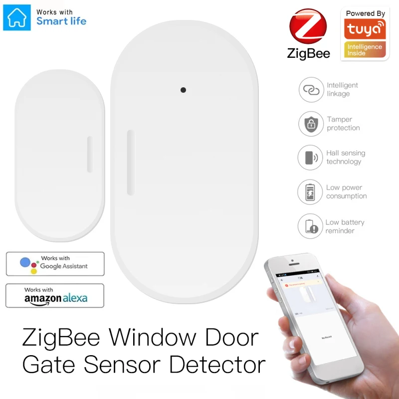 

Tuya ZigBee Smart Window Door Gate Sensor Detector Smart Life Tuya App Smart Home Security Alarm System Remote Monitoring