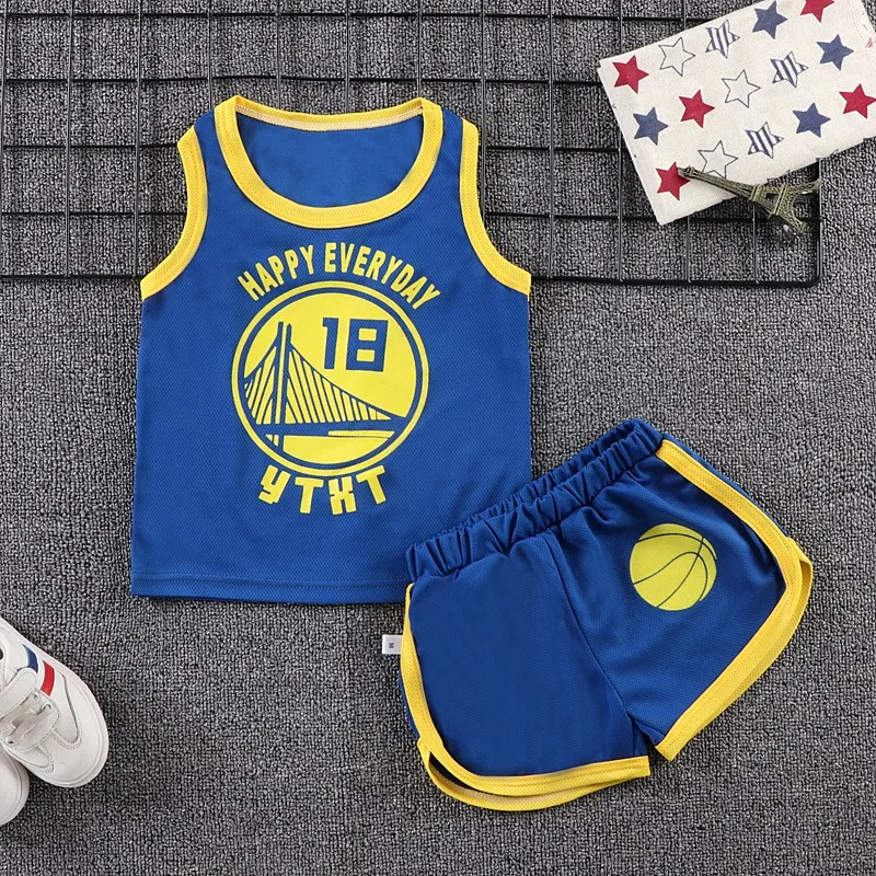 Летний спортивный костюм с жилетом и шортами для мальчиков девочек костюмы