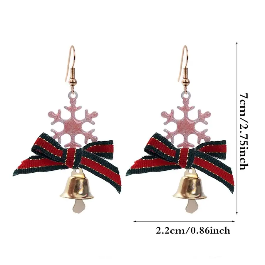 Рождественская Снежинка Jingle Bell Украшение Висячие серьги Модные богемные длинные