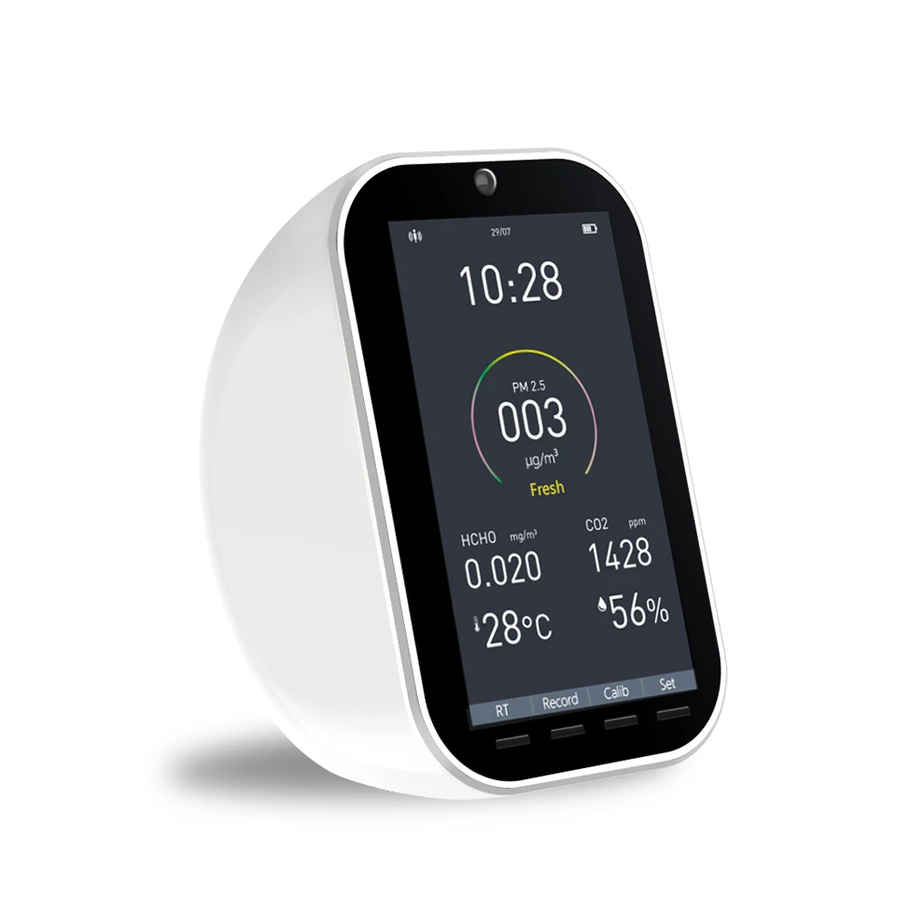 

7 Inch Color Screen Carbon Dioxide CO2 Detector PM2.5 Formaldehyde Analyzer Air Quality Monitor Intelligent Desktop Monitoring