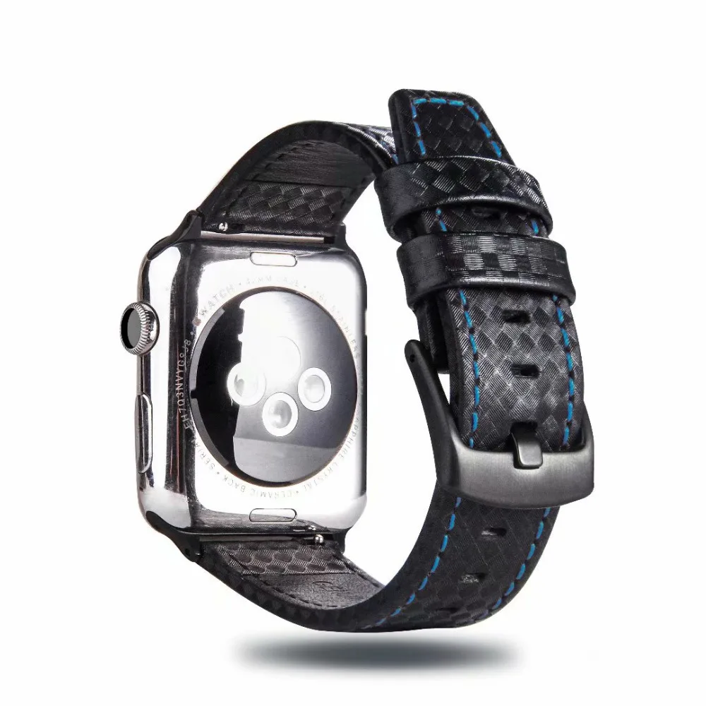 

Carbon Fiber Pattern Strap for Apple Watch Band 42/38mm 41mm Leather Wristband for iWatch 7 6 5 4 3 2 1 40mm 44mm 45mm Watchband