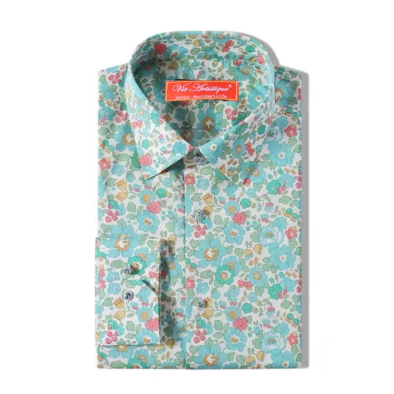 Liberty зеленое платье с цветочным рисунком рубашки хлопковая блуза принтом для