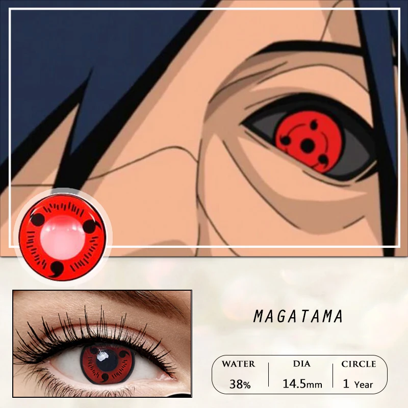 Цветные контактные линзы Sharingan для аниме косплея Для Uchiha Hatake Sasuke Kakashi Color ed