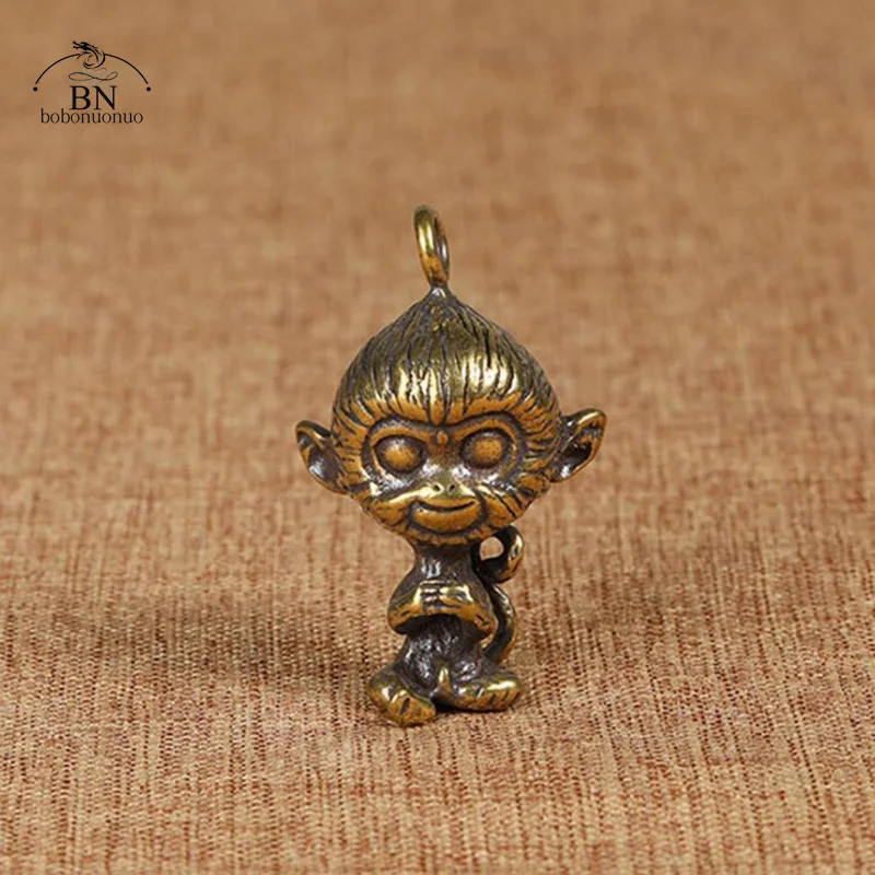

Cartoon Zodiac Monkey Figurines Miniatures Vintage Brass Animal Model Small Statue Desktop Ornament Home Decor Craft Keychains