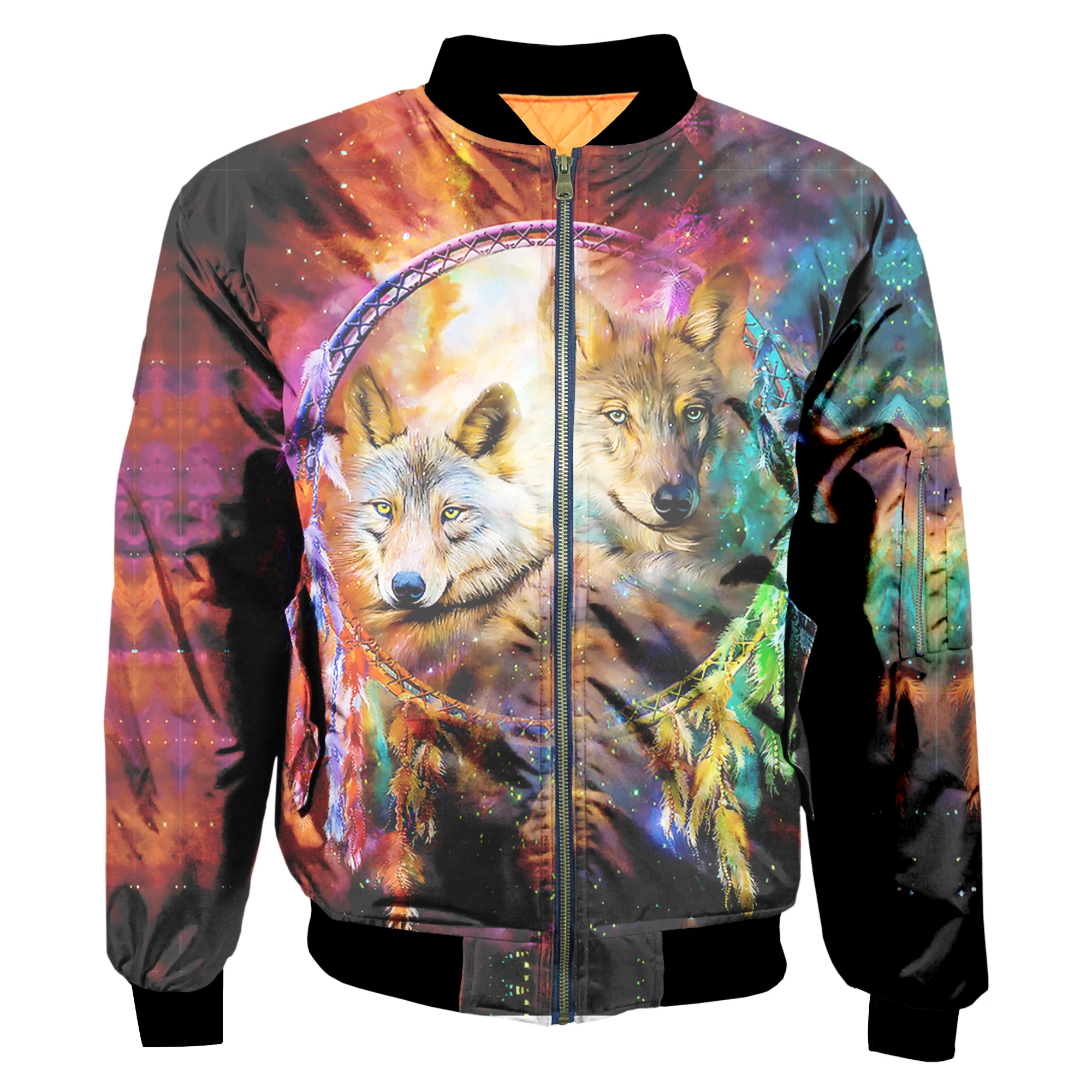 Новейшая куртка волк и Ловец снов объемная аниме пилот на молнии ветрозащитное