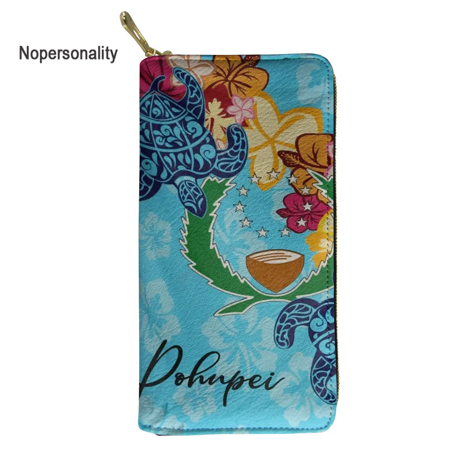 

Nopersonality Pohnpei Design Polynesian Tribal Plumeria Print Female PU Wallet Ladies Tote Credit Card Holder Coin Bag for Women