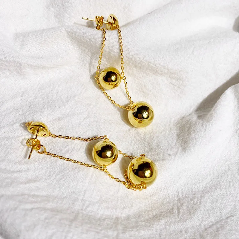 

2021 New Ladies Earrings Luxury Jewelry Ball Pendant Earrings Three-ball Chain Earrings Punk Gold-plated Gift Fashion Jewelry
