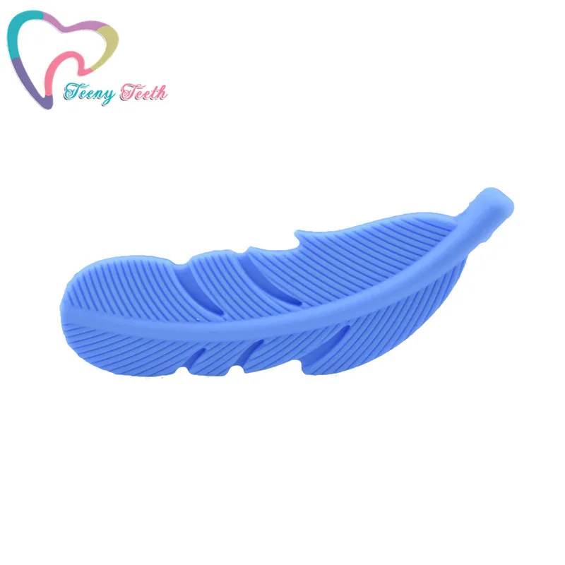 Cuentas de silicona de pluma para mordedores de beb&eacute;, collar masticable sin BPA, colgante de dentici&oacute;n de grado alimenticio, regalos de ducha, 3 uds.-5