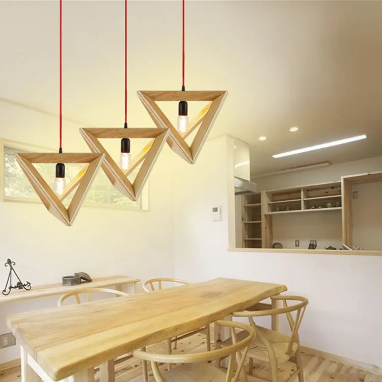 Подвесной светильник в японском стиле из треугольной древесины подвесной