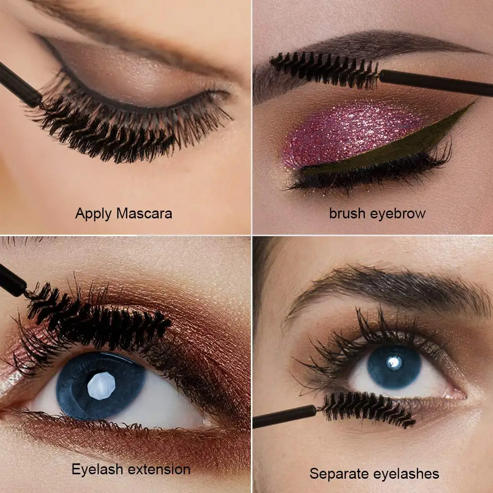 

Disposable makeup brushes, 100 lipstick applicators and 100 mascara sticks, lip gloss, lipstick tester, eye and lash brush