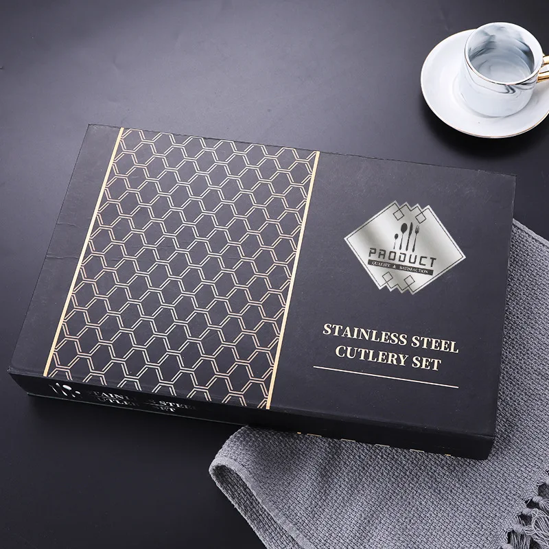 

24pcs Multicolor Dinnerware Set Stainless Steel Tableware Set Knife Fork Spoon Luxury Cutlery Gift Box Flatware Dishwasher Safe