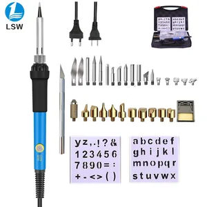 Паяльник 60 Вт, деревянный комплект для выжигания, регулируемая резьба, инструмент для пирографии, сварочный наконечник, набор для тиснения дерева, набор для выжигания