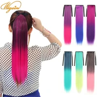 wigsin 24inch synthetic drawstring long straight ponytail clip in hair extension red gray purple hairpiece for fashion women