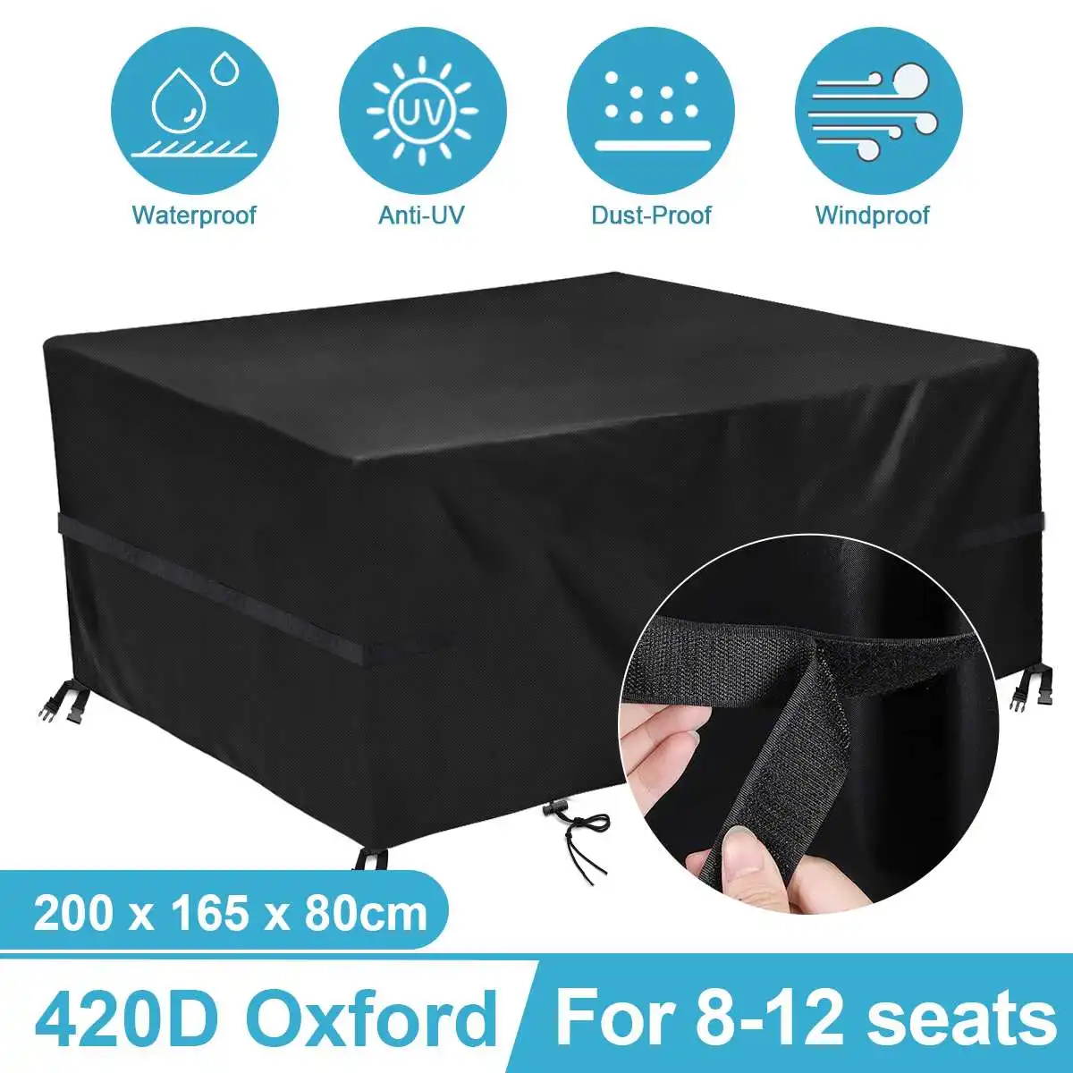 

210D Waterproof Outdoor Patio Garden Furniture Covers Rain Snow Chair covers for Sofa Table Chair Dust Proof Cover 200x160x80cm