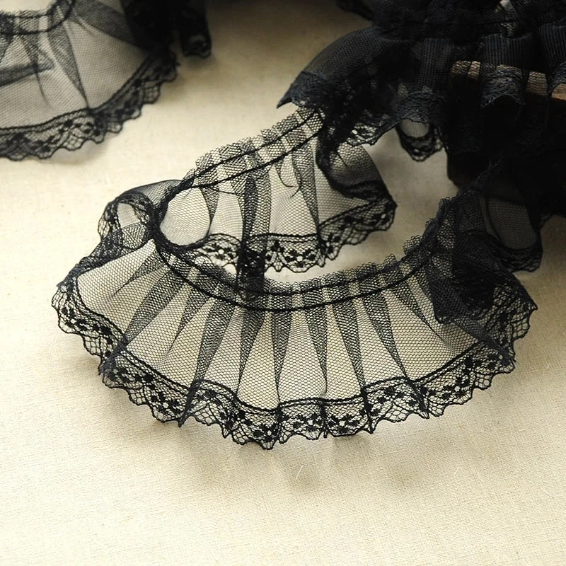 

1Yards Latest Embroidery Lace Fabric Tulle Black Ribbon 6cm Mesh Lace Trim Guipure Dress Appliques Clothing Sewing Crafts LP29