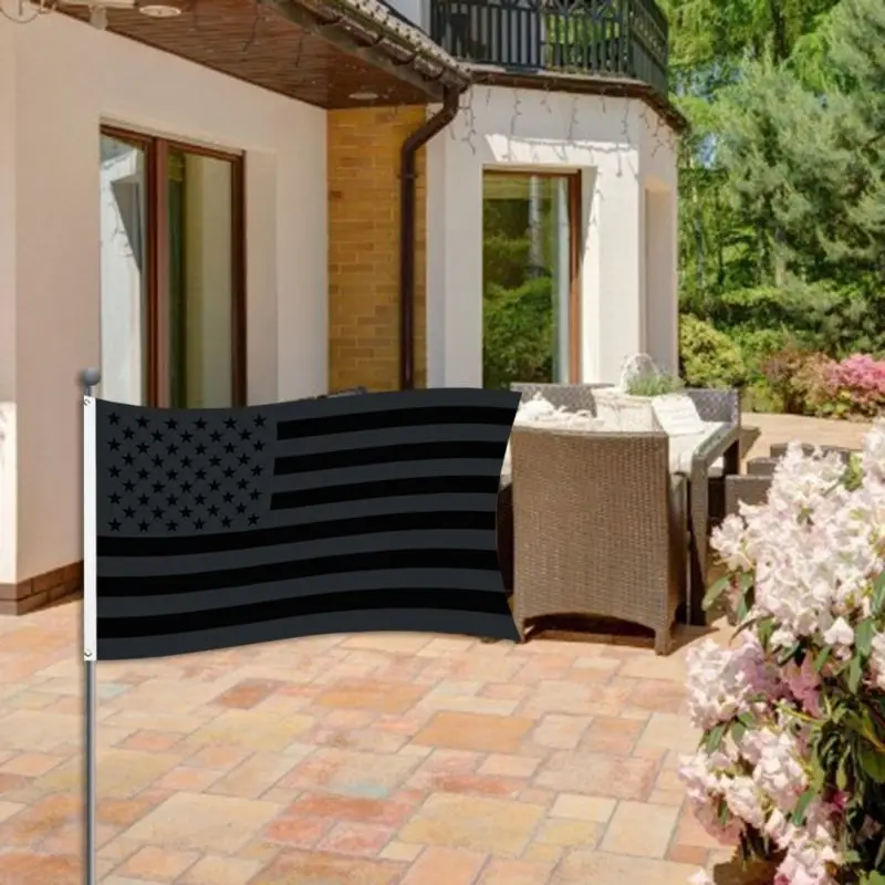 

Black American Flag 3x5 Outdoor Indoor Double Sided Printing Black American Flag Double Stitch-Polyester And Brass Grommets