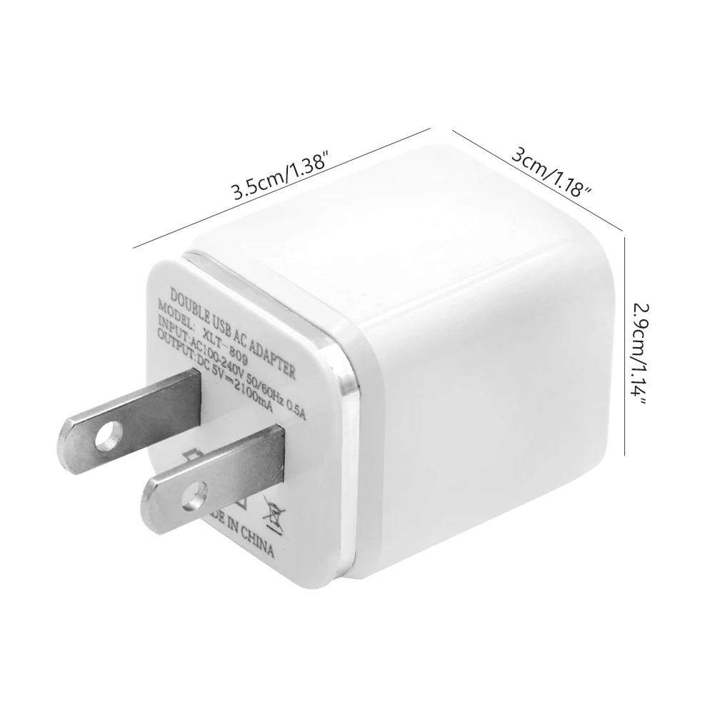 Настенное зарядное устройство для США и ЕС с двумя usb портами зарядки 5 в 1A 2.1A