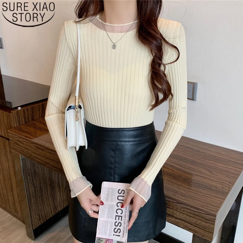 

Women's Autumn and Winter Korean Casual Pullover 2022 Knitted Sweater Bottomed Versatile Slim Sweater Long Sleeve Shirt 16159