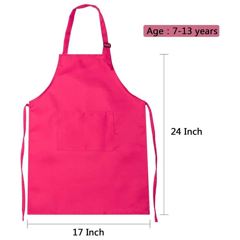 

6 Pieces of Children's Apron with Pockets Adjustable Children's Chef Apron for Baking Painting Cooking