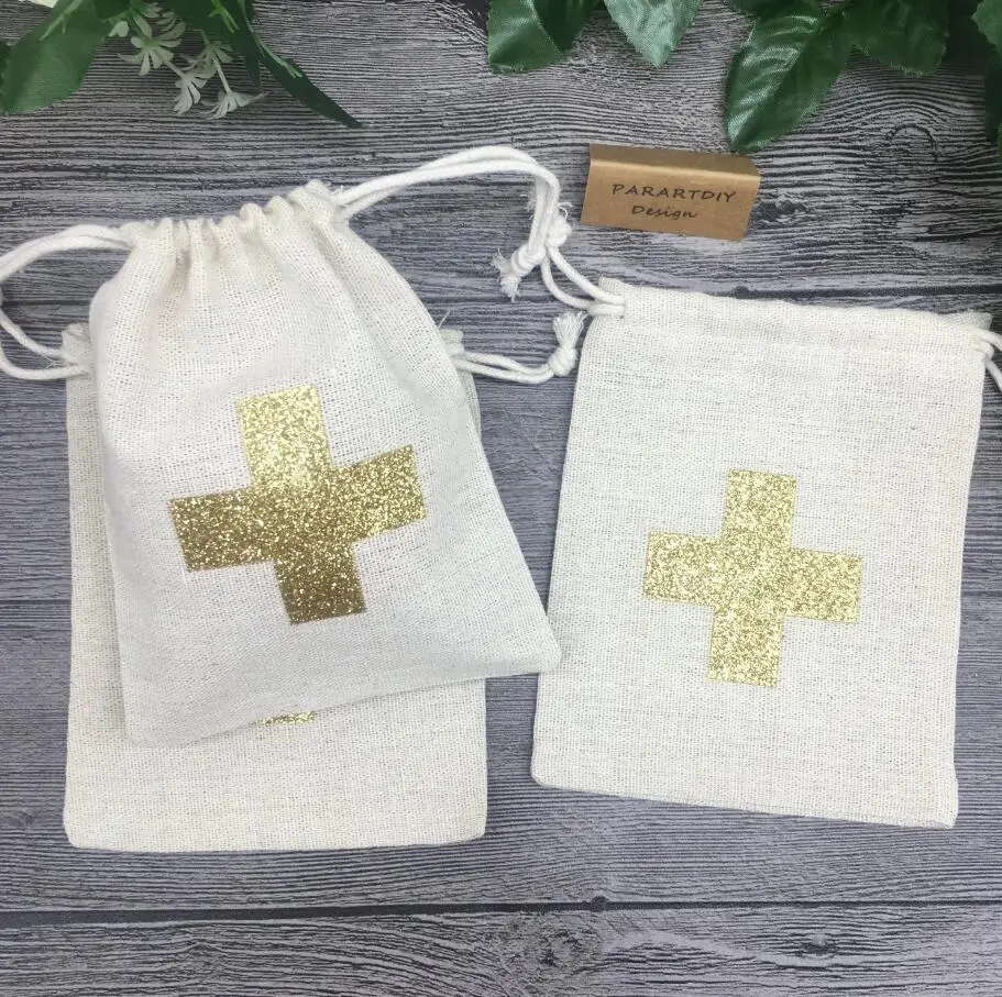Свадебный набор от похмелья с золотыми блестками и крестиками Подарочная сумка