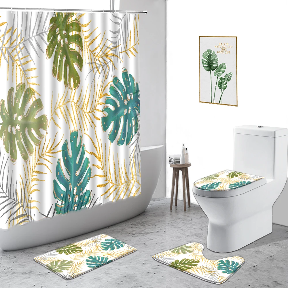 Тропические занавески для душа s занавеска с зелеными листьями пальмами Monstera