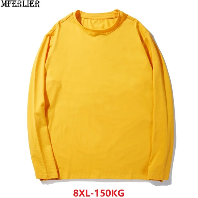 2020 размера плюс 6XL 7XL 8XL весна футболка для мужчин длинные рукава хлопковые