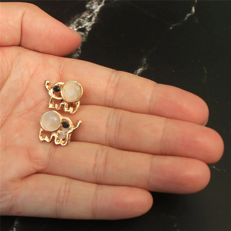 Клипсы Серьги дети милый камень кошачий глаз животное серьга гвоздик &quotСлон&quot
